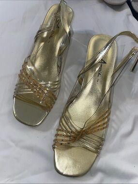 Annie Metallic Gold Strappy Slingback Heels